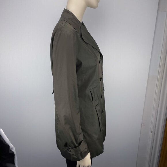 BANANA REPUBLIC Double Breasted Green Polyester Short Trench Coat Jacket Size S - Picture 6 of 14
